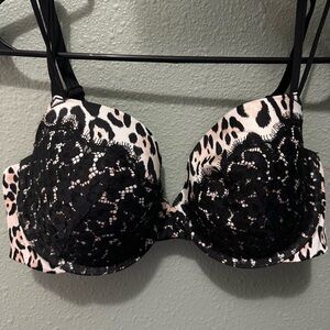 Victoria's Secret Black and Lt Pink Animal Print Bra